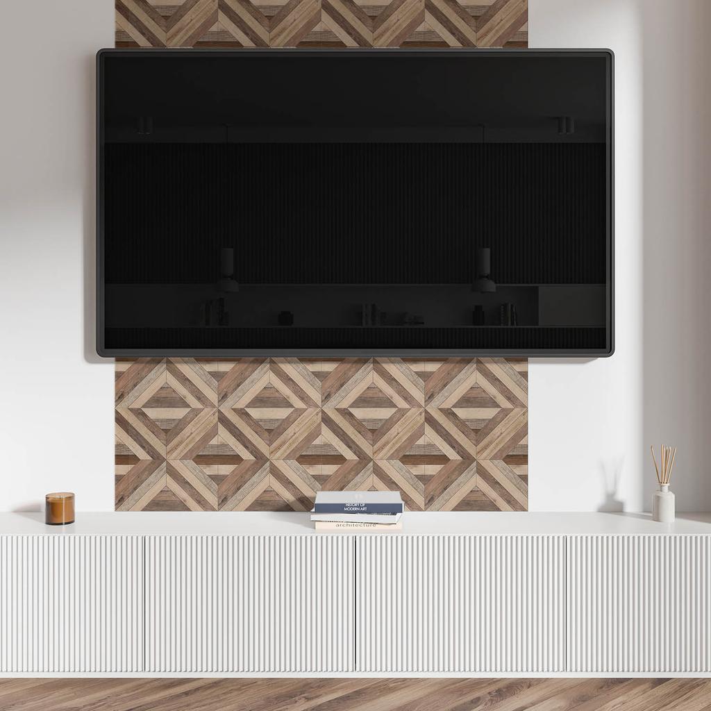 Set of Vinyl Tiles with Decor for Kitchen or Bathroom Wood Panel Pattern 6X60X30 Cm