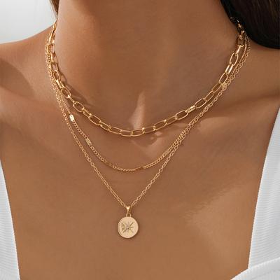 Three-in-one Necklace Temperament, Advanced Stacking, Exquisite Layering, Autumn and Winter Hexagram Pendant with Diamonds