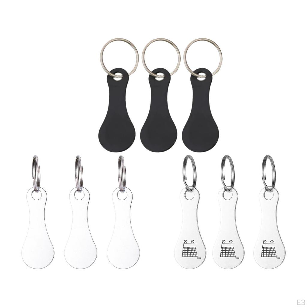 3 Pieces Shopping Trolley Tokens Keychain Cart Gift Lightweight Portable Stainless