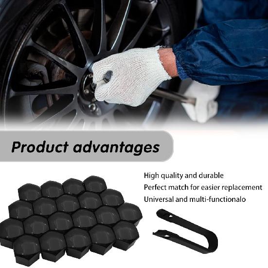 20PCS Lug Nut Covers, 17mm Hexagonal Nut Covers with Removal Tool, Car Wheel Nut Caps, Wheel Center Bolt Caps, Universal for Most Car Lug Nut Caps,