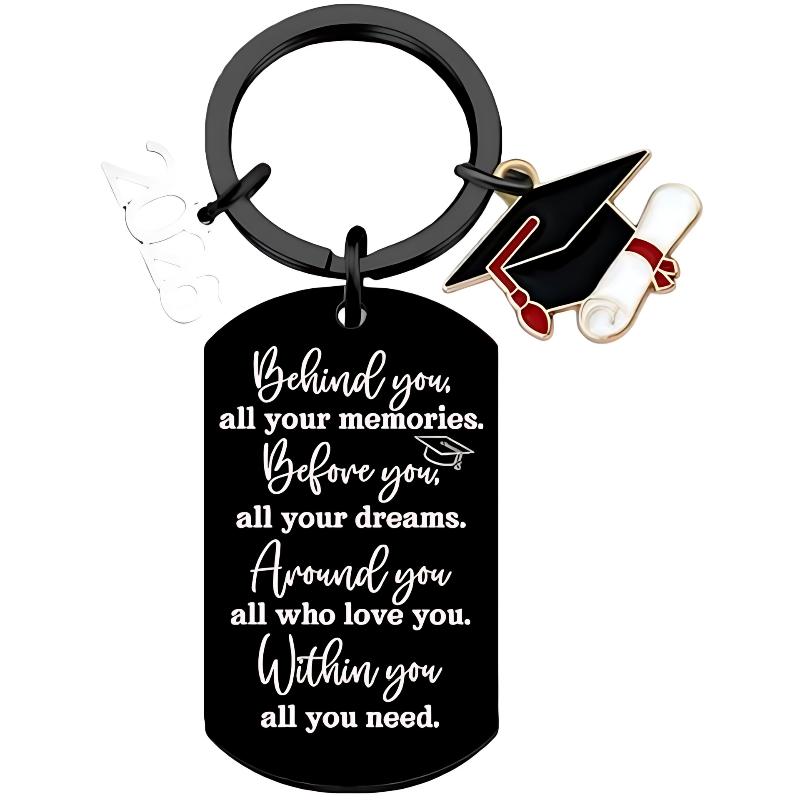 2026 Graduation Gifts School Graduation Keychain Stainless Steel Keyrings Personalized Accessories Fashion Pendant