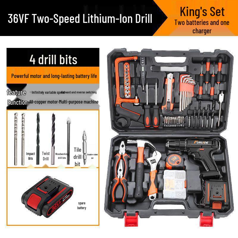 Electric Drill & Multi-Tool Set for Household and Woodworking Repairs.