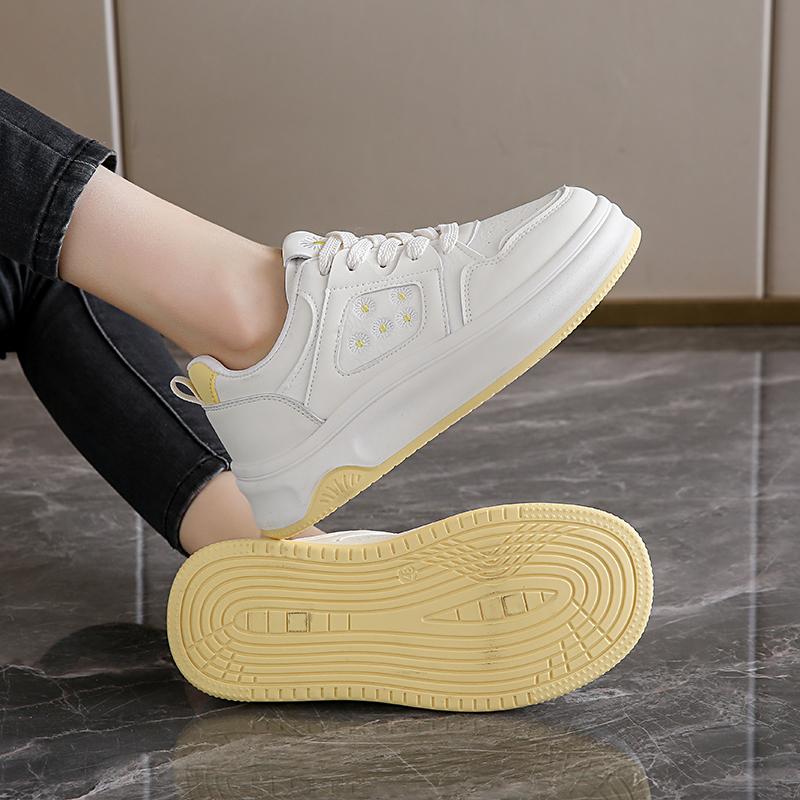 CRLAYDK Mode Damen Sneaker Lässig Skateboarden Walking Bequeme Schuhe Plateau Damen PU-Leder Weiß Sport Tennis