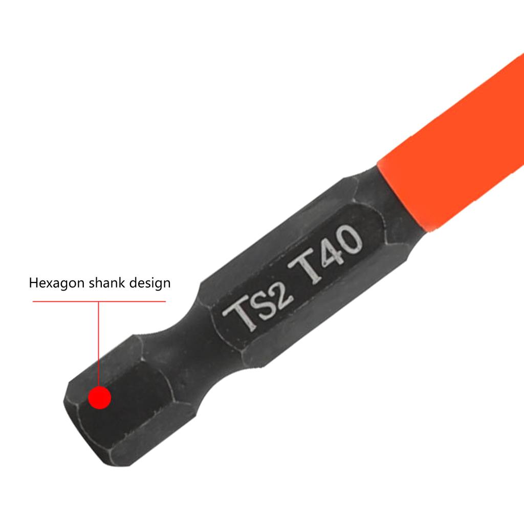 11PCS 100mm Torx Screwdriver Bits T10-T40 S2 Steel Magnetic Torx Security Star Hex Screwdriver Bits Set for Screwdrivers