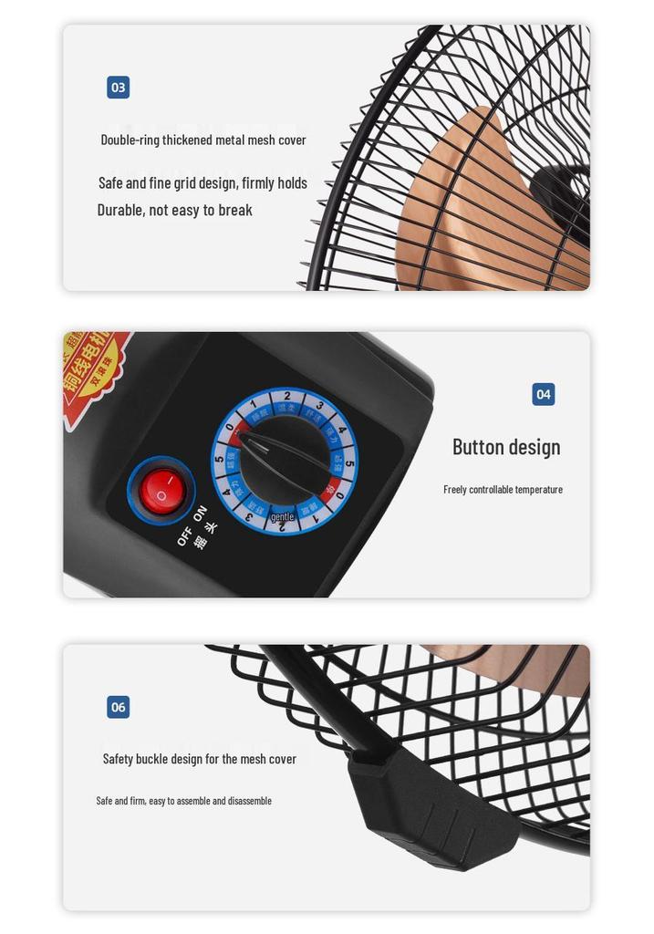 18-Inch Commercial Floor Fan, Five-Speed, Strong Wind, Silent Operation, High Power, Oscillating Electric Fan for Household Use