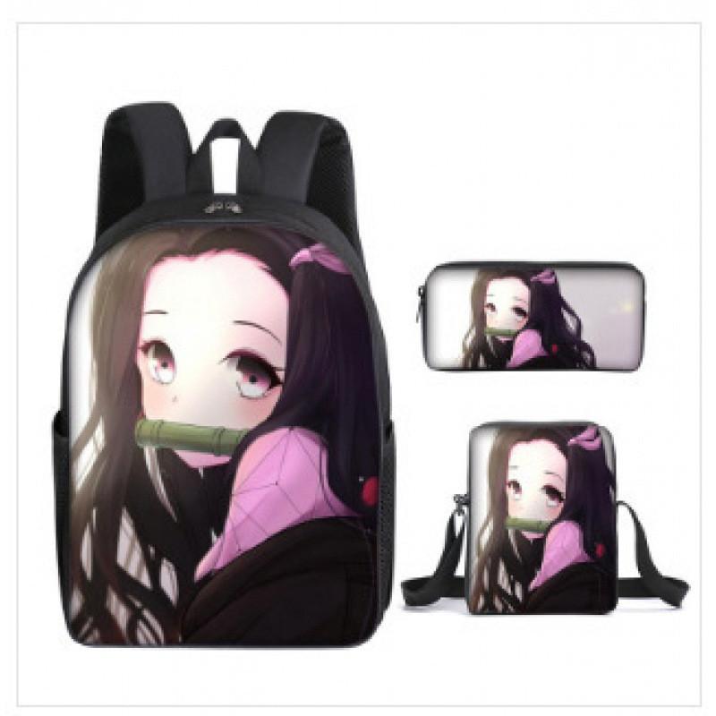 Demon Slayer Kimetsu No Yaiba Backpack Set With Breathable Polyester For School And Travel