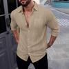 Autumn Linen Shirt Long Sleeve Lapel Breathable Casual Men's New Chinese Pocket Shirt