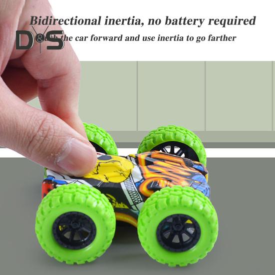 Doppelseitiges Flip-Stunt-Auto-Spielzeug mit vier Rädern und Trägheitsantrieb, LKW-Spielzeug für drinnen und draußen, Graffiti-Geländewagen-Spielzeug, Geschenke für Kleinkinder, Jungen und Mädchen