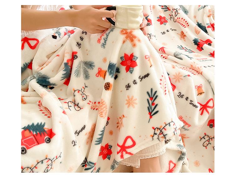 Extra Thick Christmas Flannel Blanket Soft Coral Fleece Aircon Blanket Wholesale Price Xmas Season Gift for Home Decor