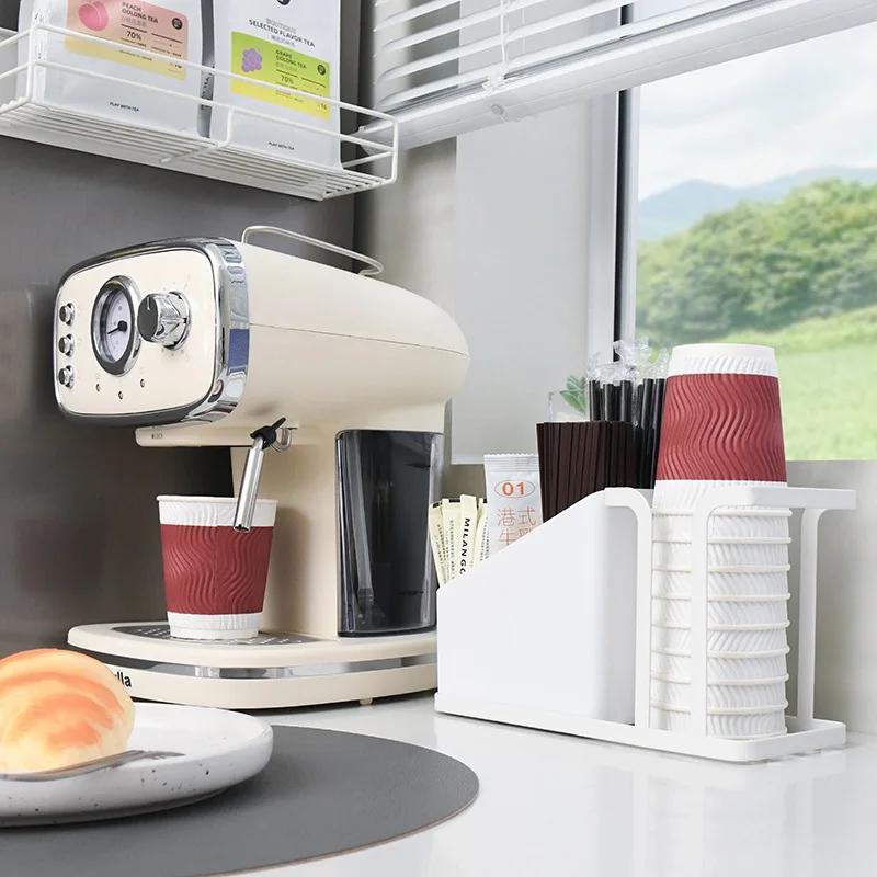 Kaffee-Organizer Teebeutel-Aufbewahrungsregal Schreibtisch Einwegbecherhalter Wasser-Teebecher-Spenderregal für Zuhause Küche Büro