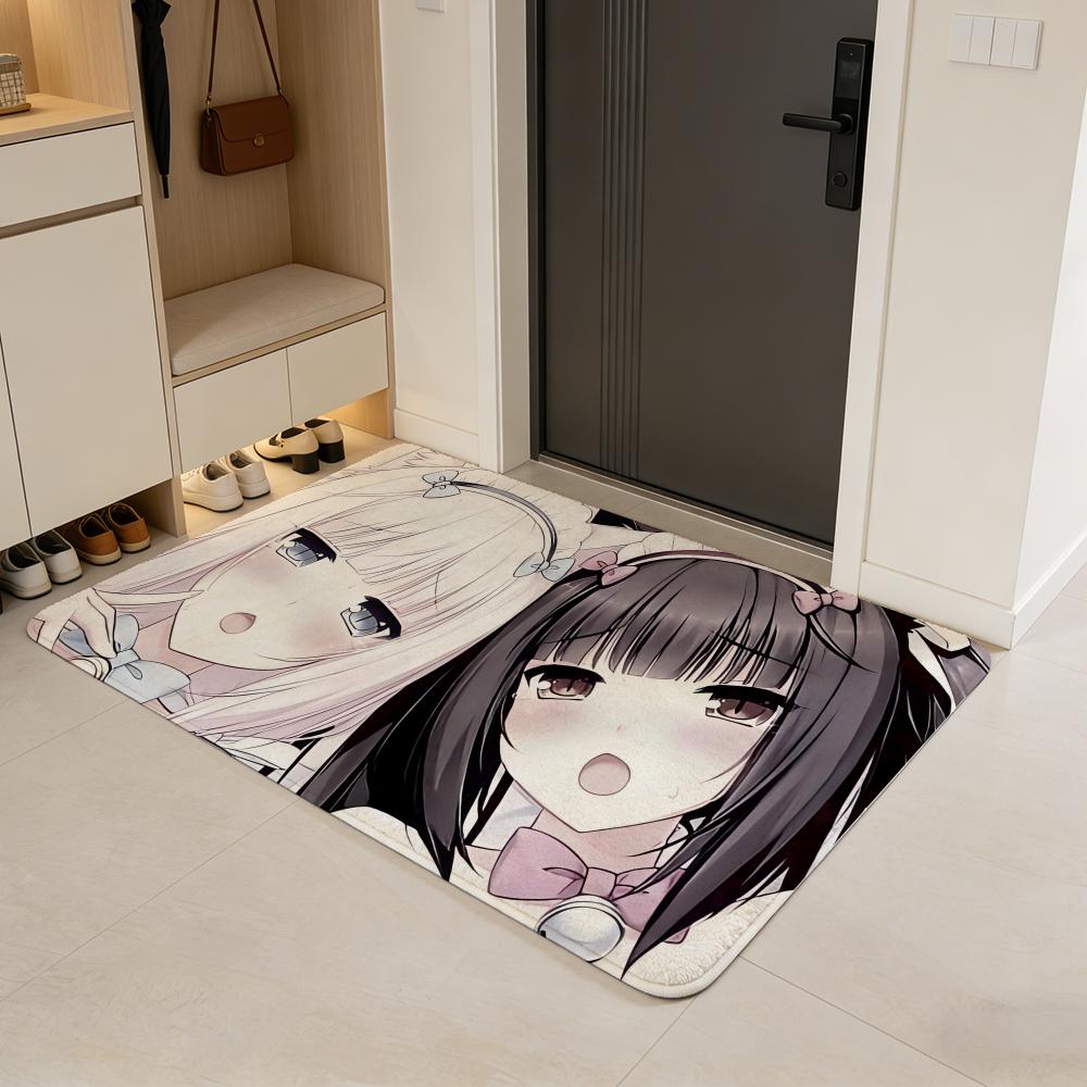 game N-Nekopara Floor Mat Flannel Door Mat Non-Slip Absorbent Washable Indoor Home Rug