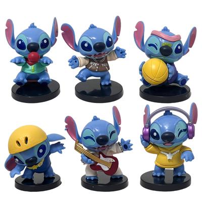 6pcs Disney Stitch Various Styles Fashionable PVC Collection Model Doll Toy Statue Home Furnishings Decoration