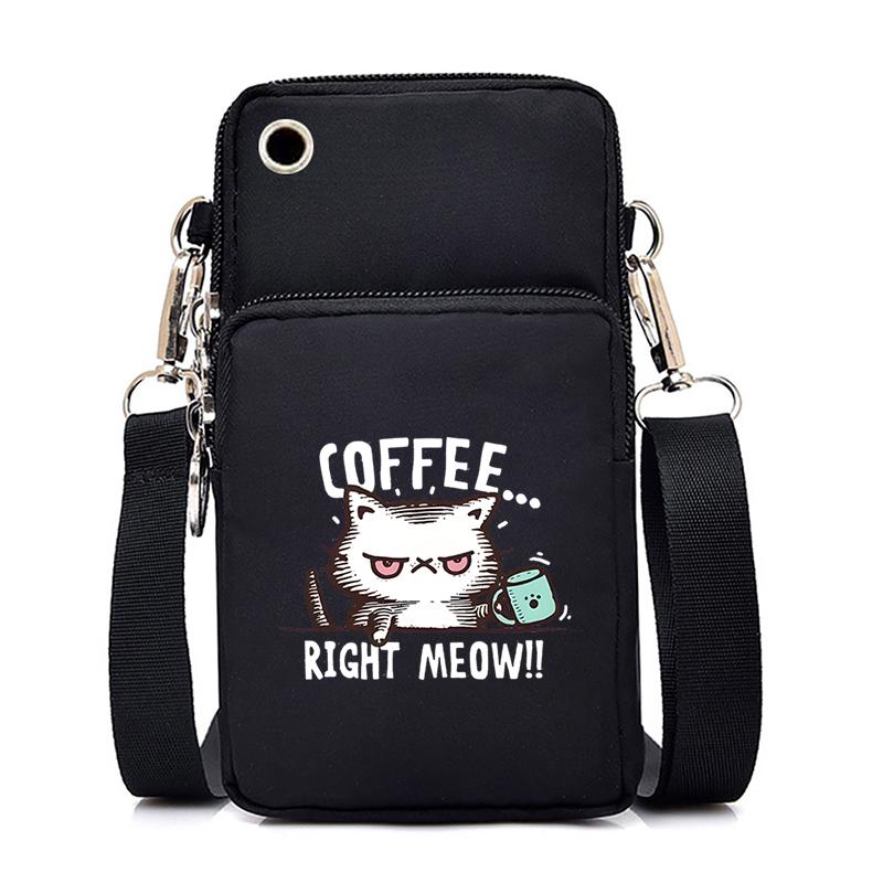 Morsom Anime Cat Liten Messenger Bag Hengende Neck Mynt Veske Vertikal Håndveske Kvinner Mobiltelefon Vesker Cartoon Small Crossbody Bag