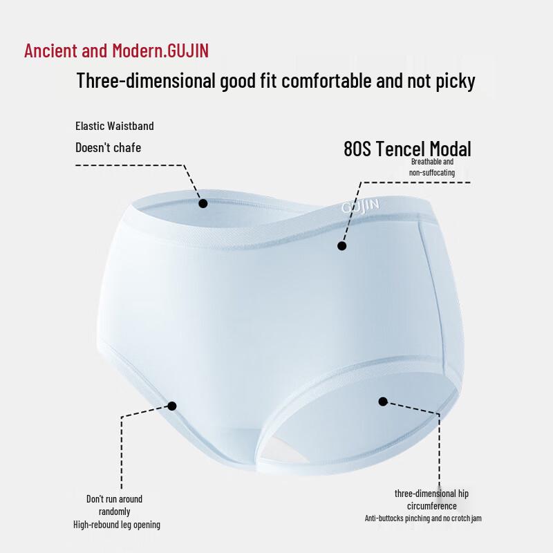 GUJIN Women's 80S Modal Seamless Mid-Waist Briefs 3-Pack