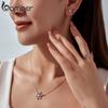 Bamoer 925 Sterling Silver Snowflake Moon Jewelry Set Crystal Blue Front-Back Stud Earrings Earrings for Women Winter Xmas Gift