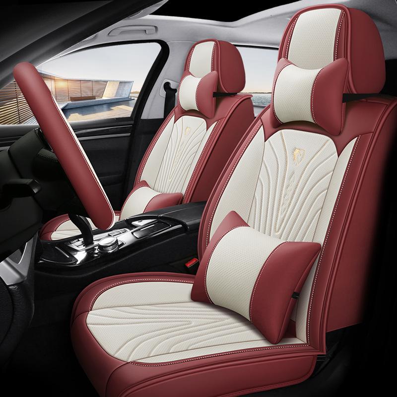 Breathable Perforated Leather Car Seat Cushion - Universal Full Coverage for All Seasons