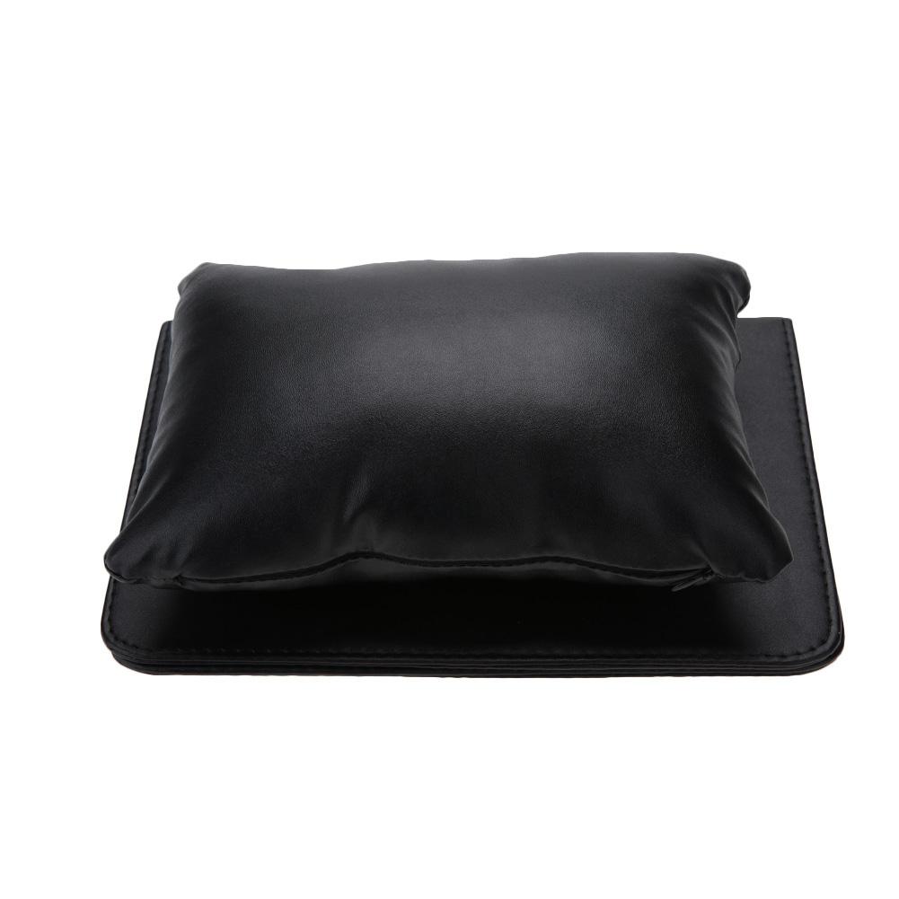 Soft PU Leather Detachable Washable Hand Rest Pillow + Folding Manicure Table Mat Black