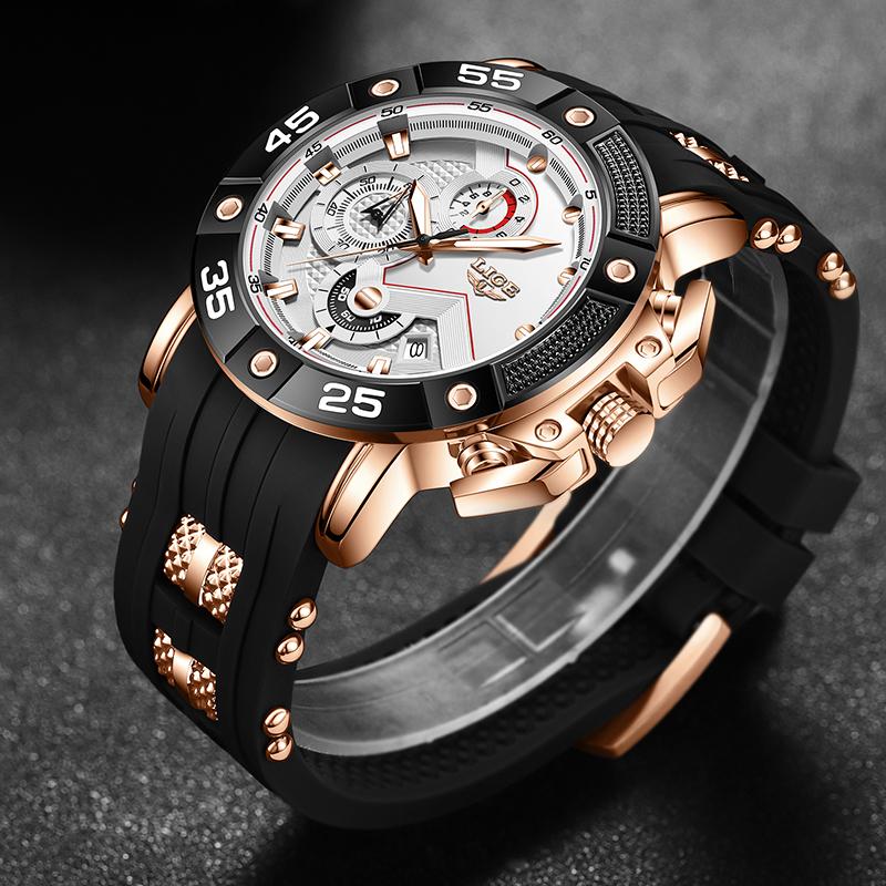 TOP LIGE Luxury Men's Watches Business Silicone Quartz Mens Watch Waterproof Luminous Date Watches Male Relogios Masculino