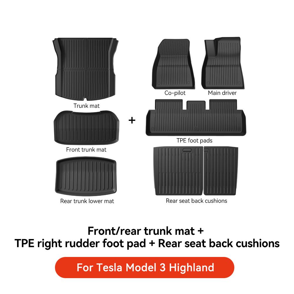 AMM1 YZ For Tesla 2024-2026 Highland Model 3 Whole TPE Floor Mats Waterproof Anti-Slip Mat Foot Pads Rear Trunk Mat Car Accessorie