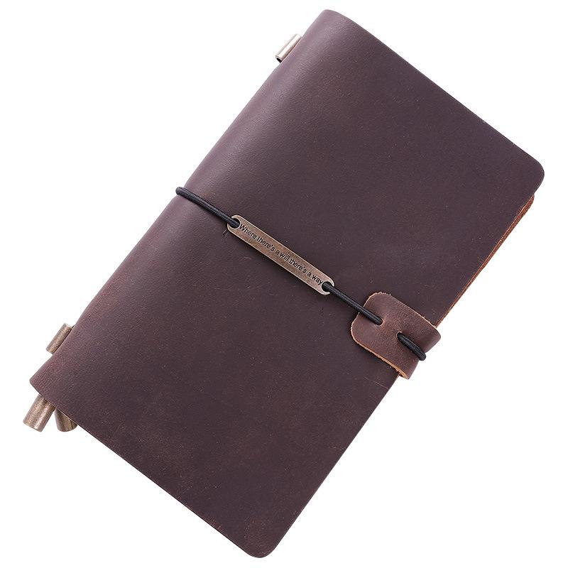 Echtes Leder Retro Reise-Notizbuch - Crazy Horse Finish, Hochwertiger Business-Planer mit eingraviertem Logo
