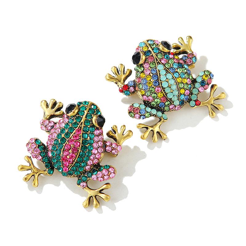Fashion Retro Rhinestone Frog Brooch For Women Clothing Coat Jewelry Gift