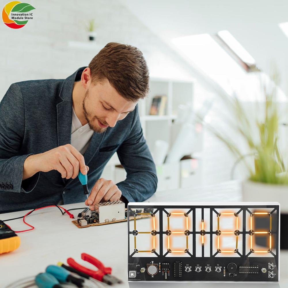 DC 1V 1-digit Digital Clock Kit DIY Welding Practice Kit With Brightness Adjustment for Bedroom Desktop Decoration
