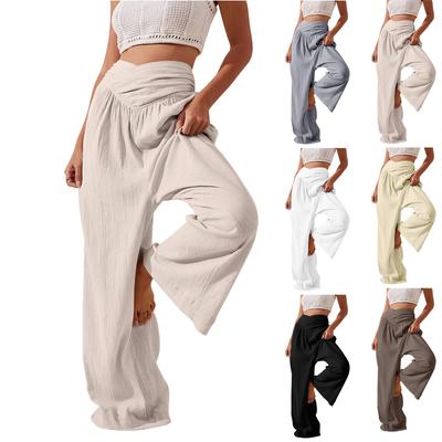 Women's Wide Leg Pants High Elastic Waisted In The Back Business Work Trousers Long Casual Pants