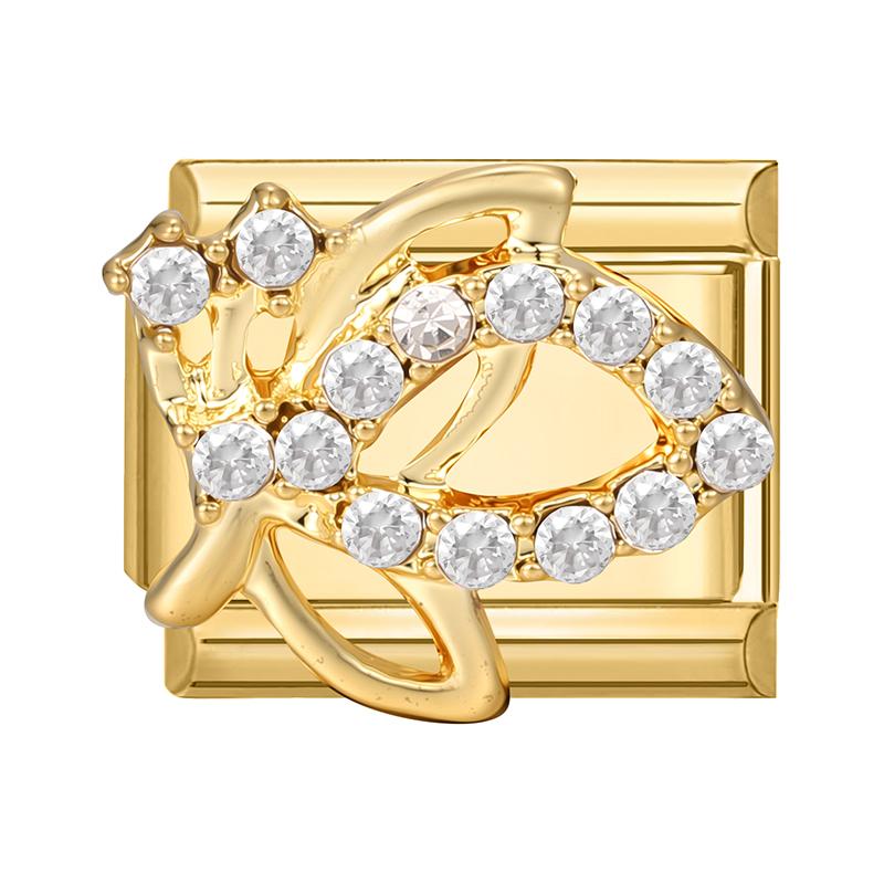 NEW Brilliant Zircon Love Heart Bow Starfish Flower Sun Italian Charm Links Fit 9mm Stainless Steel Bracelet Jewelry DIY Making