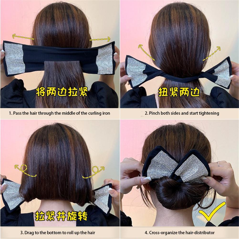 

Fashion Ladies Headband Sequined Bow Tie Meatball Headdress