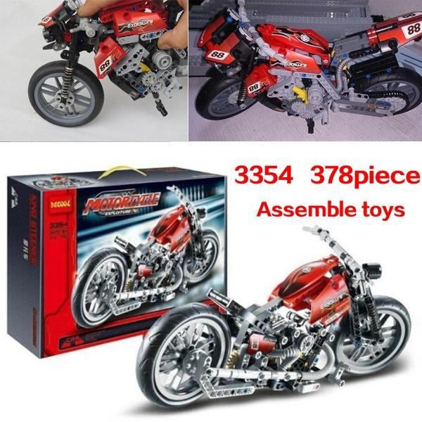 378Pcs Technic Motorcycle Exploiture Model Harley Vehicle Bricks Block Building