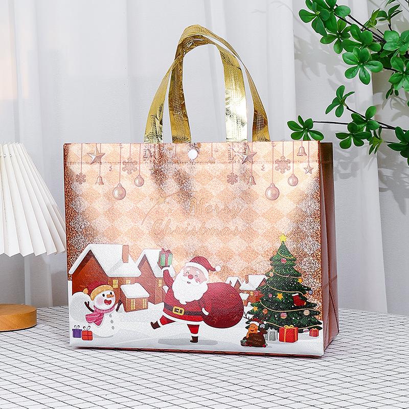 1 Pcs Red Wine Bottle Gift Champagne Pouch Merry Christmas Wine Bags Glittering Non Woven Insulated Wine Bags For Christmas Party