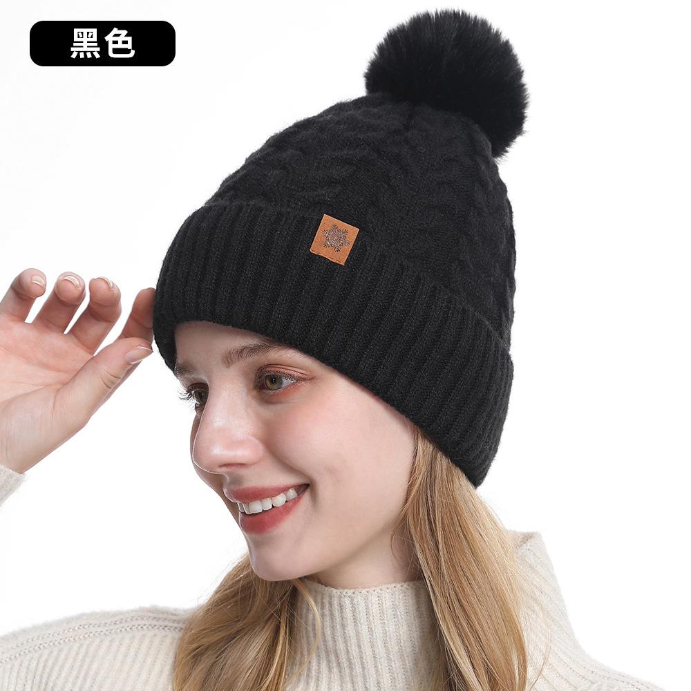 Knitted hat, women's winter warmth, riding ear protection, wool knitted hat, scarf, gloves three-piece set