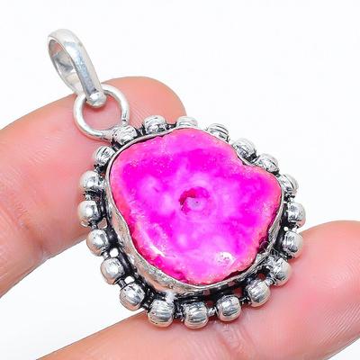 Natural Pink Solar Quartz Gemstone 925 Sterling Silver Pendant 1.58" L7C01