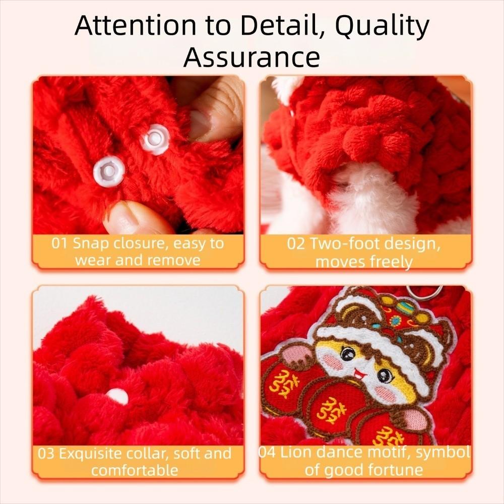 Warm Red Color Pet Vest Embroidered Fluffy Cat Coat Red Thickened Fleece Cat Vest Puppy Dogs