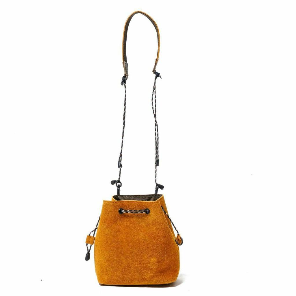 ASSOB Water Proof Suede Mini Drawstring Shoulder Drawstring Orange Bag,