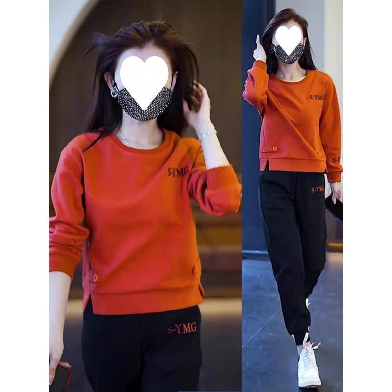 Casual Sports Suit for Women in Autumn and Winter, Loose and Age-reducing, Fashionable and Stylish Sweatshirt and Sweatpants Two-piece Set