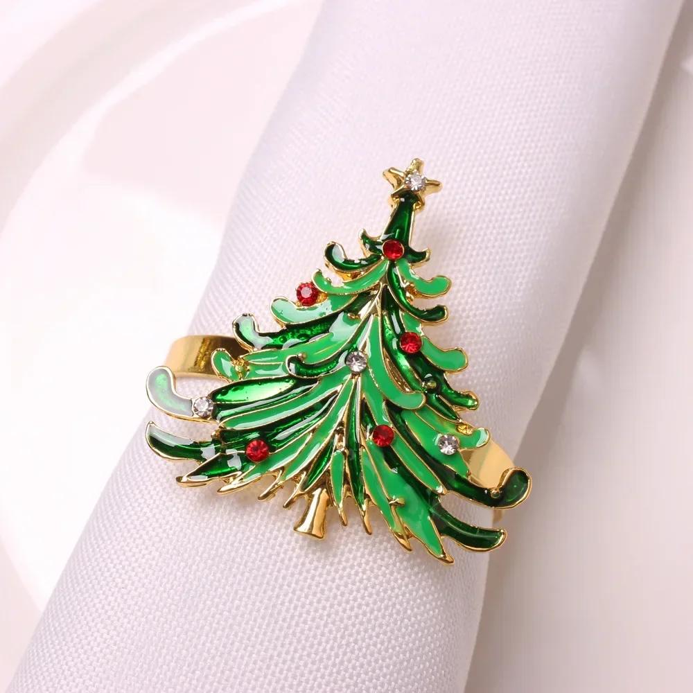 4PCS Creative Christmas Table Decoration Snow Napkin Ring Xmas Tree Tissue Buckle Boots Car Napkin Holder Holiday Home Party