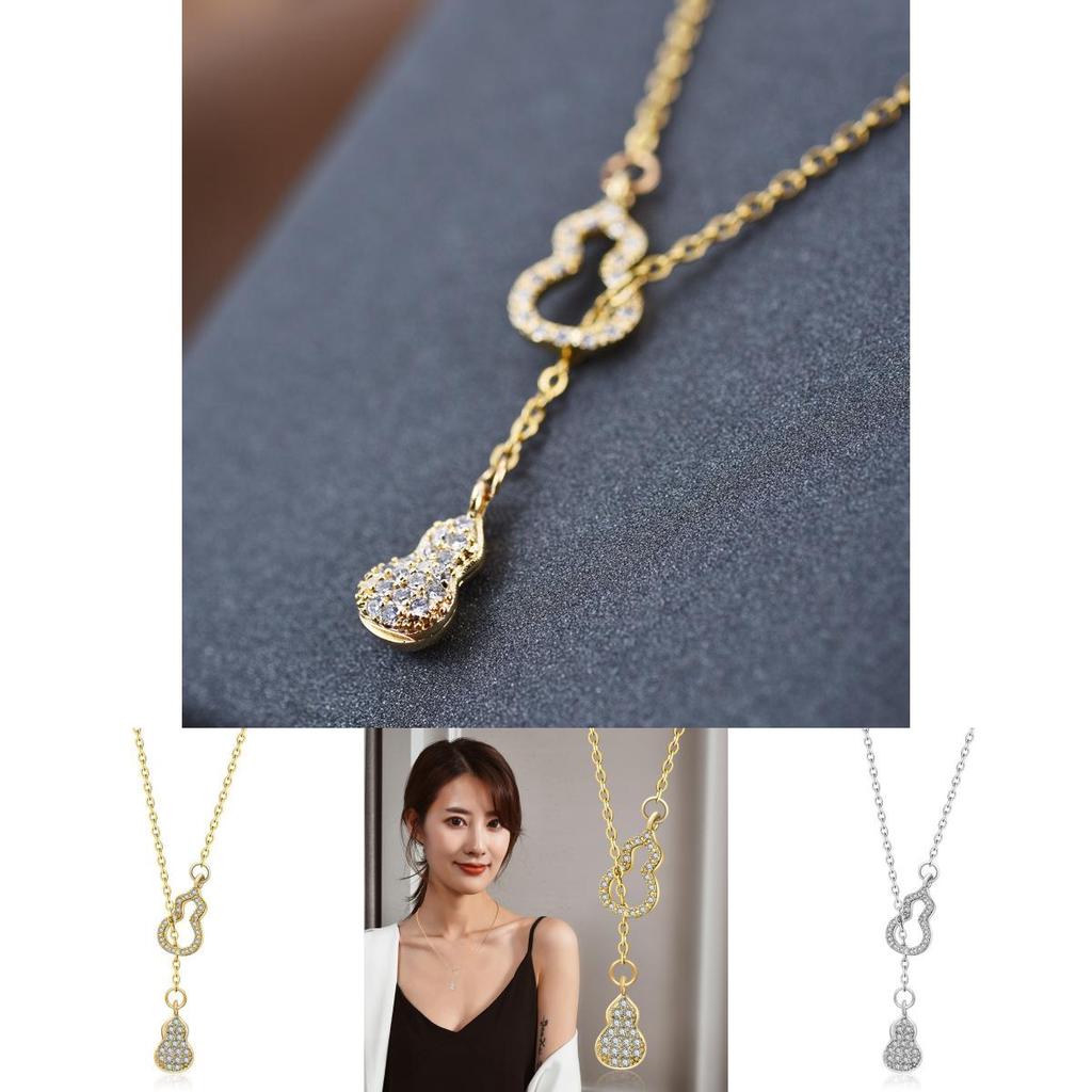 Elegant Titanium Steel Double Gourd Necklace For Women Stylish Ins Happy Luck Design For All Occasions