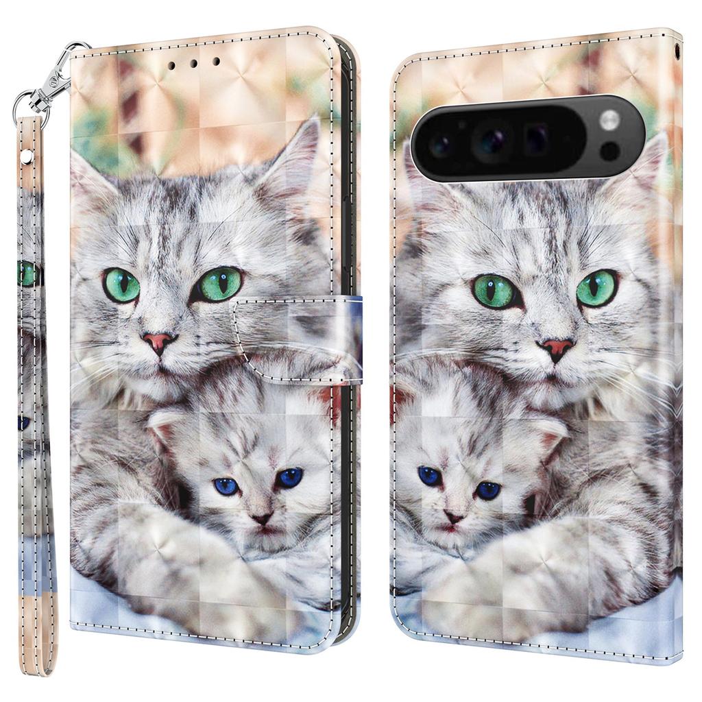 For Google Pixel 9/Pixel 9 Pro Case Pattern Printing Phone Leather Cover with Wallet Card Slots