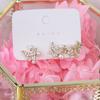 Korea New Fashion Jewelry 14K Real Gold Plating AAA Zircon Butterfly Asymmetric Earring Elegant Pearl Women's Daily Accessories