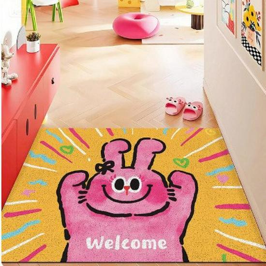 Cartoon PVC Loop Door Mat - Dirt & Wear-Resistant, Easy Clean Foot Rug for Home & Hallway