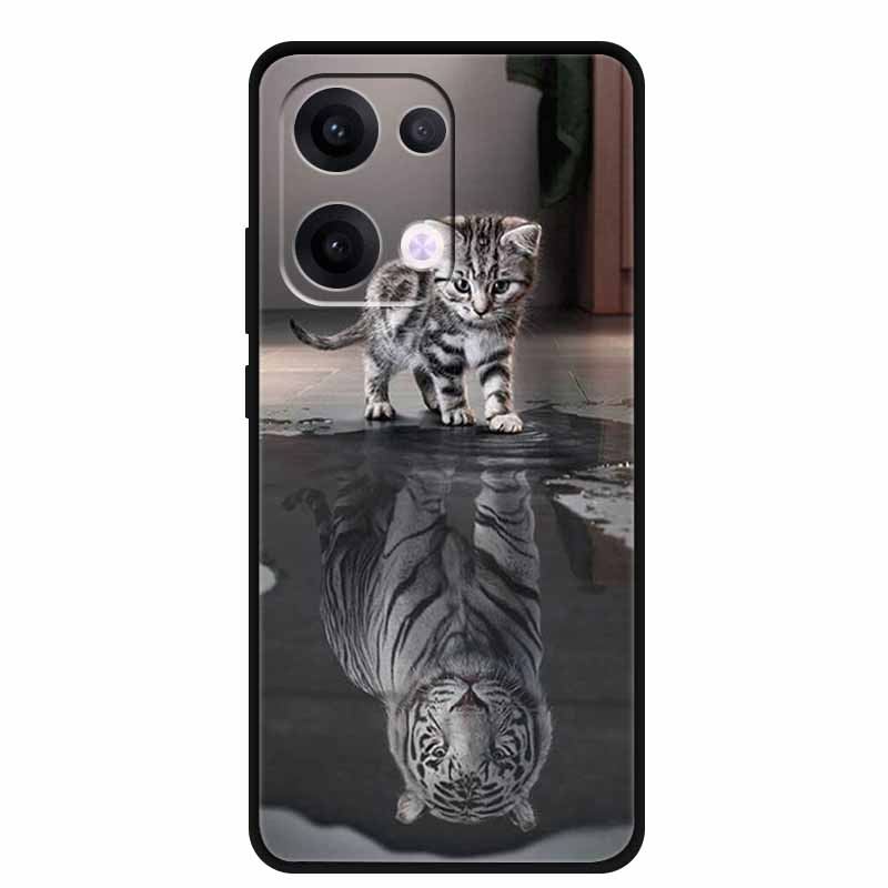 For Oppo Reno13 5G Case Soft TPU Cute Cartoon Silicon Back Cover for Oppo Reno 13 Pro Phone Cases Reno13Pro 13Pro 5G Black Shell