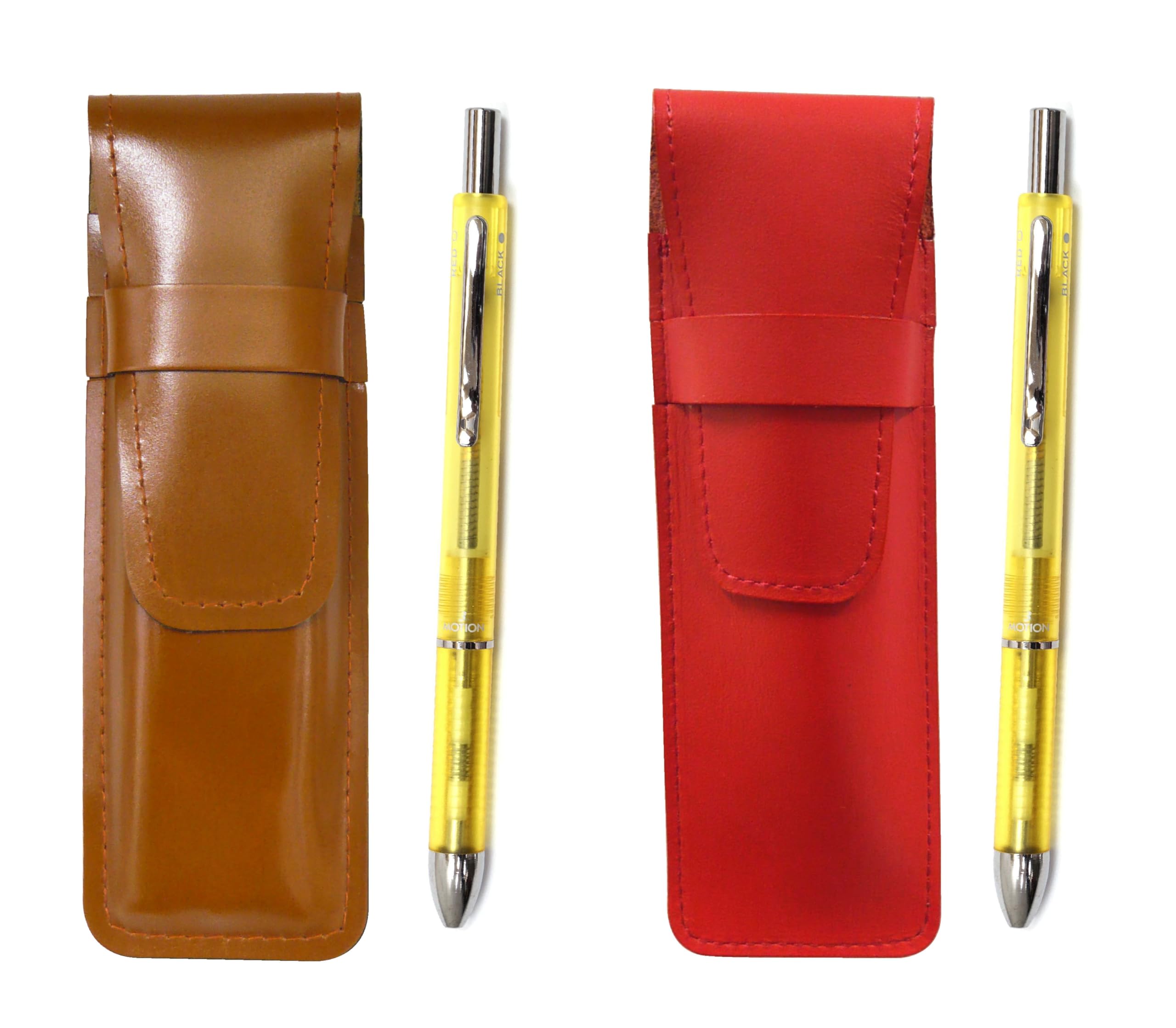

Slim Cowhide Pencil Case Red Brown Set 3 Mecha Japan Clear Yellow ASCR-CL3M-Y