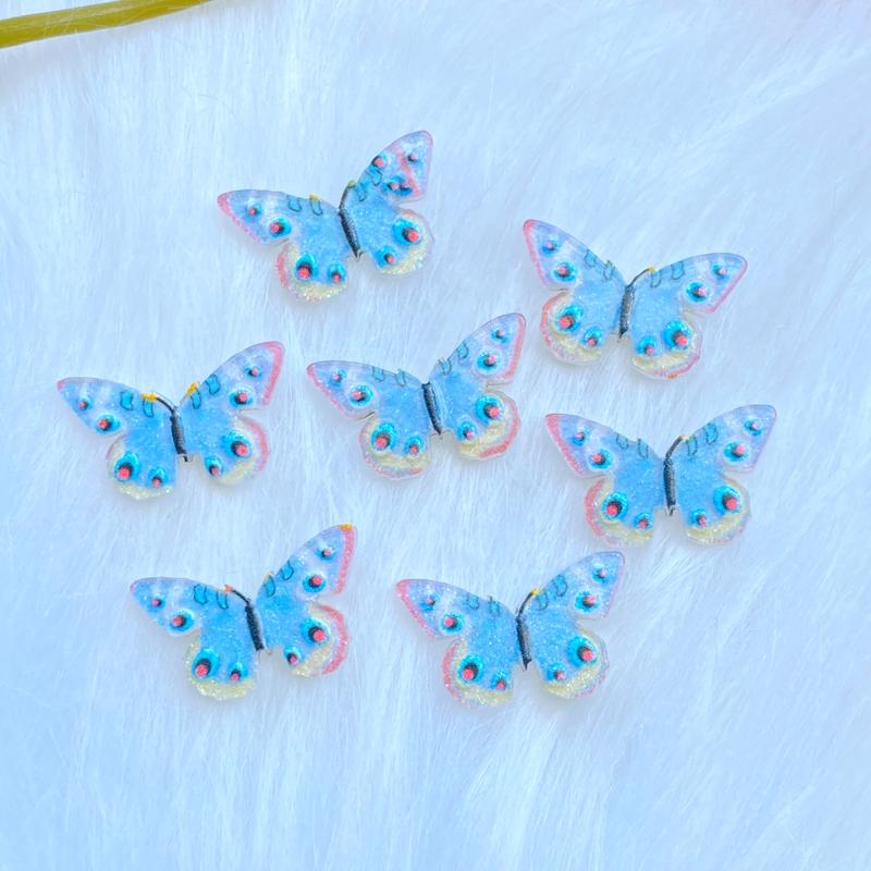 30Pcs New Cute Mixed Acrylic Mini Butterfly Flatback Cabochon Scrapbook Kawaii DIY Embellishments Accessories Q61