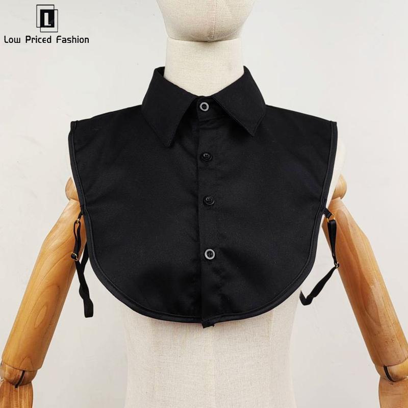 Women Fashion Solid Colour Black White Vertical Small Flip Collar Detachable Versatile Shirt Jumper Jumper Fashion False Collar