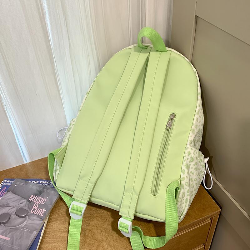 Student Schoolbag Female Retro Leopard Print Backpack Lightweight Travel Computer Backpack