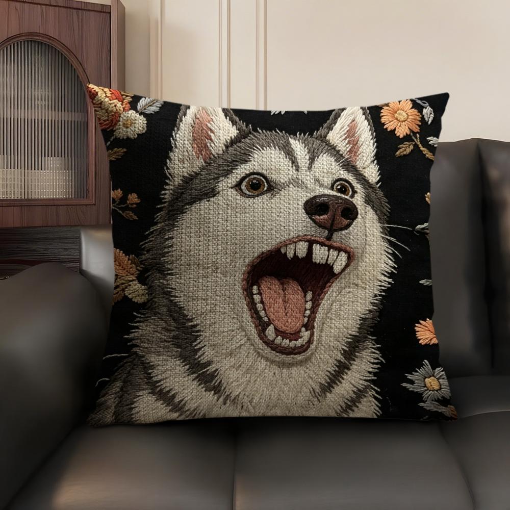 2D Scream Animals Retro Cushion Cover Natural Linen Organic Fabric Double-Sided Printing Sofa Home Decor Gift Pillow Case