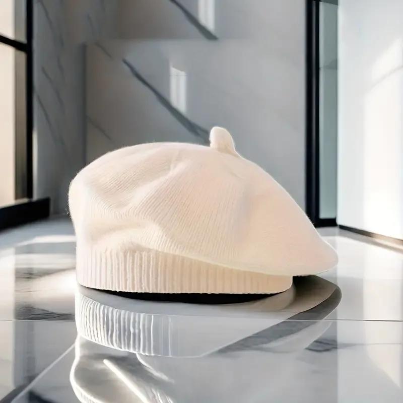 Λουλούδι Baby Beret Καπέλο Χειμερινό Ζεστό πλεκτό καπέλο Beanie για βρέφη κοριτσάκια Κορεάτικη Πριγκίπισσα νηπίων Καλλιτέχνης Μονόχρωμα καπέλα ζωγραφικής