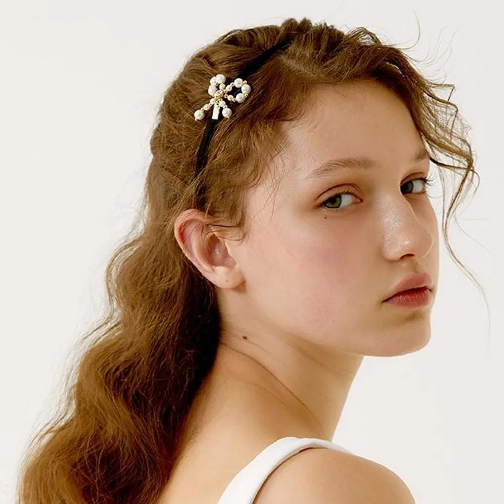 Ribbon Ball Pearl Hairband LFHB0749 Gold