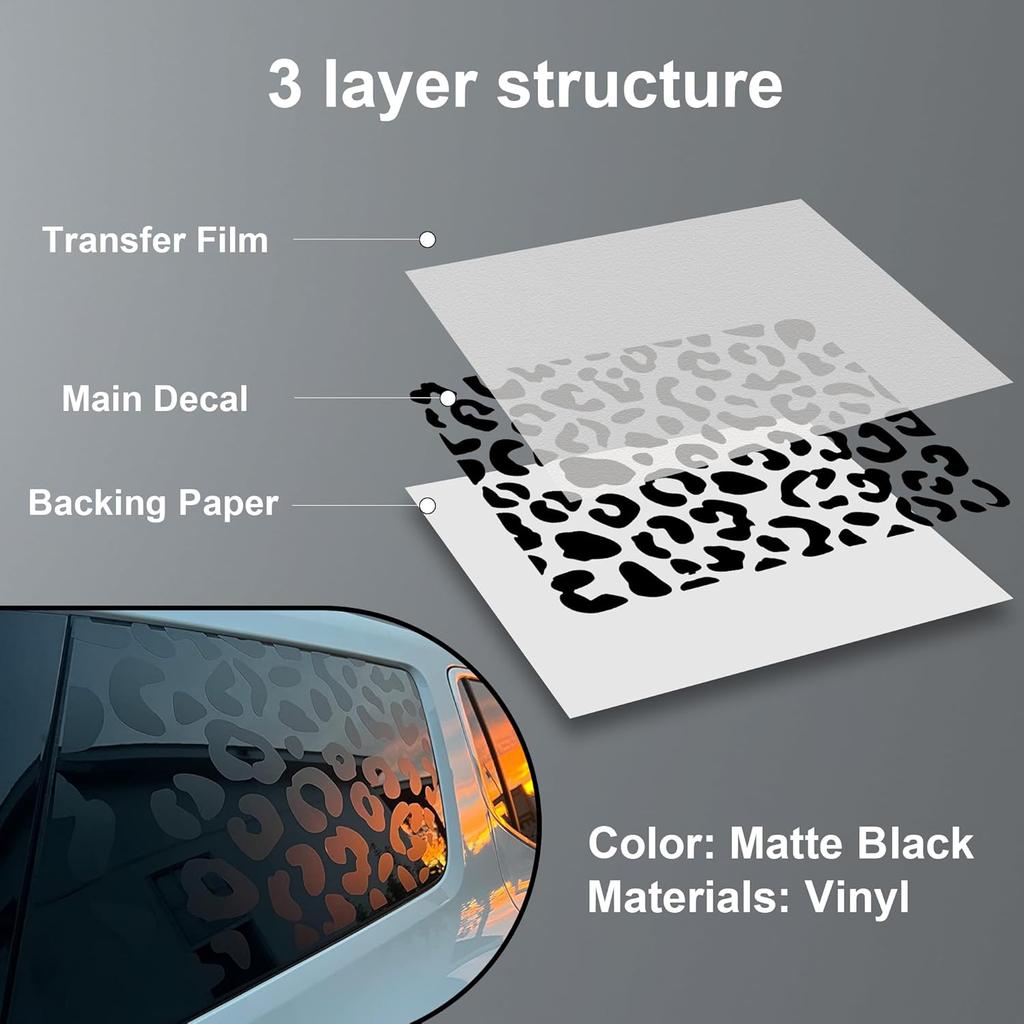 Zhizhong Side Window Decals For Car SUV Trucks, Universal Leopard Cheetah Vinyl Sticker Free Tallation Tools (A Pair)